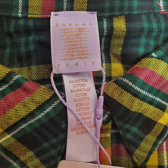 Savage x Fenty Tartan Button Up Sleep Shirt - Picture 7 of 11